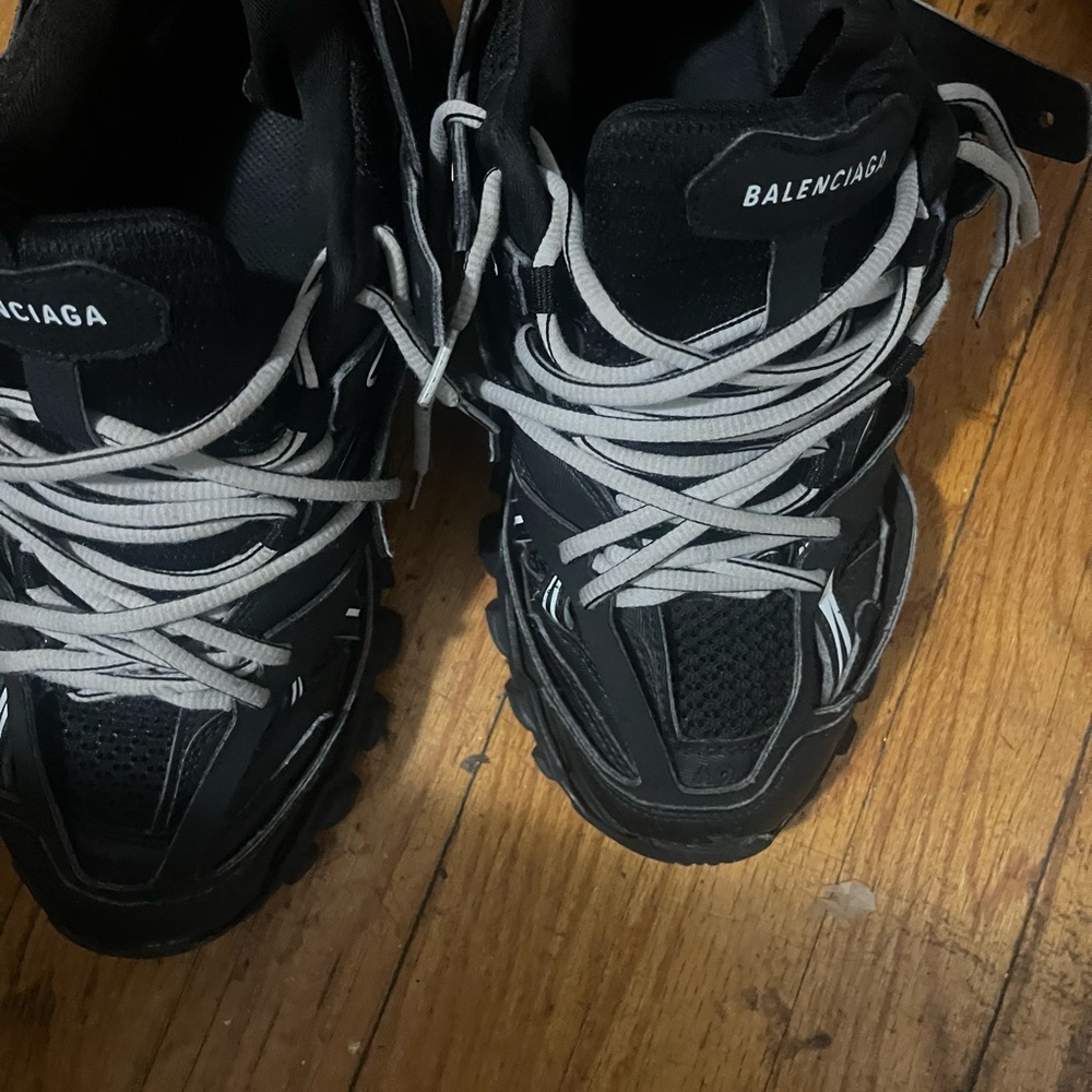 Balenciaga Black and White Athletic Shoes